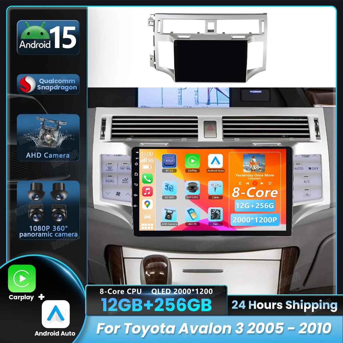 Автомобильное радио Android 15 Carplay для Toyota Avalon 3 2005-2009 2010 Авторадио DSP Мультимедийный плеер 8-ядерный головное устройство BT GPS Стерео Автомобильное радио Android 15 Carplay для Toyota Avalon 3 2005-2009 2010 Авторадио DSP Мультимедийный плеер 8-ядерный головное устройство BT GPS Стерео