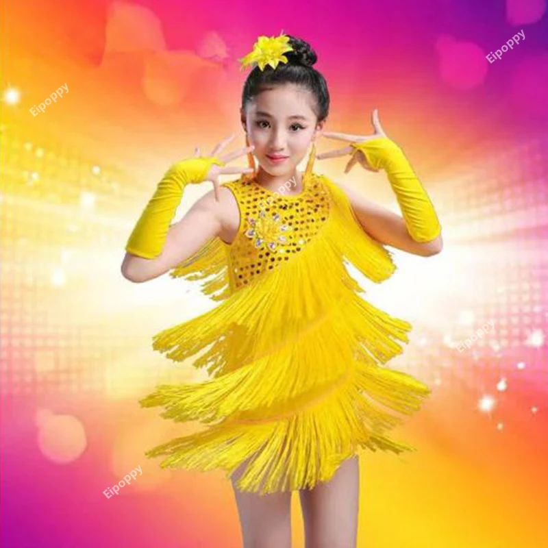 Costume da ballo latino per bambini nappa esame femminile vestito da competizione ballerino che esegue tuta da tango jazz