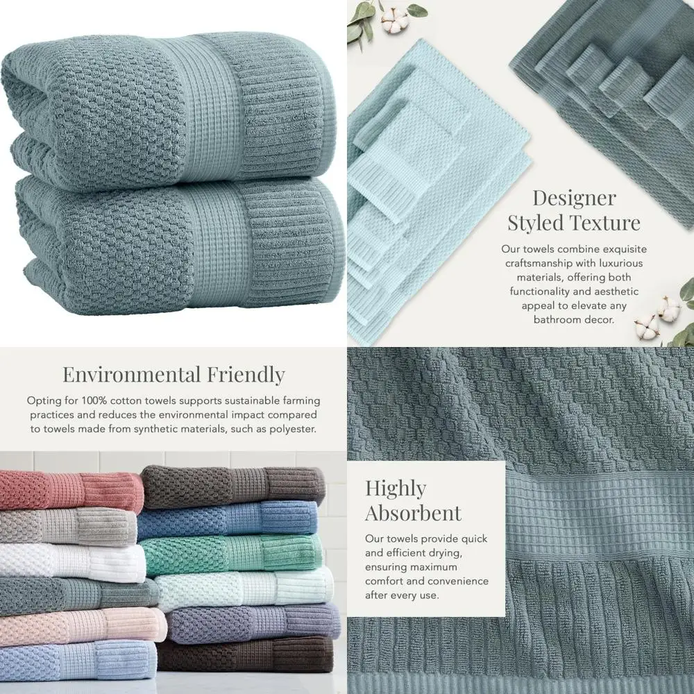 

Extra Large Cotton Bath Sheet Towel Set - 2 Pack, Oversized, Absorbent, Quick-Dry, Textured and Durable for Comfortable Bathing