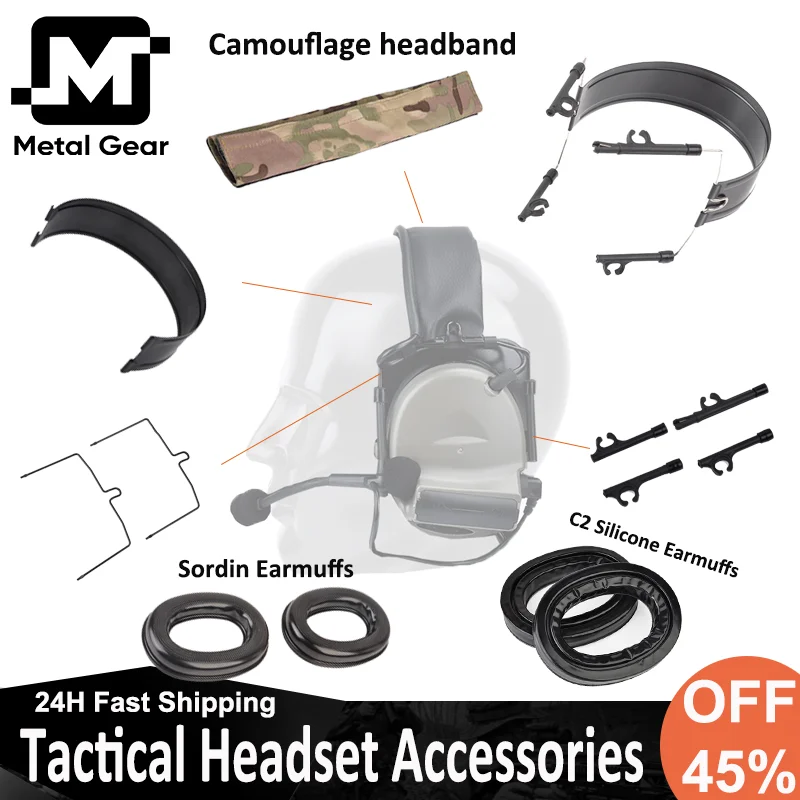 Comtact I II III Tactcial Military Headset Accessories Sordin Silicone Earmuffs C2 Headphones Hold Bracket MSA Earphone Headband