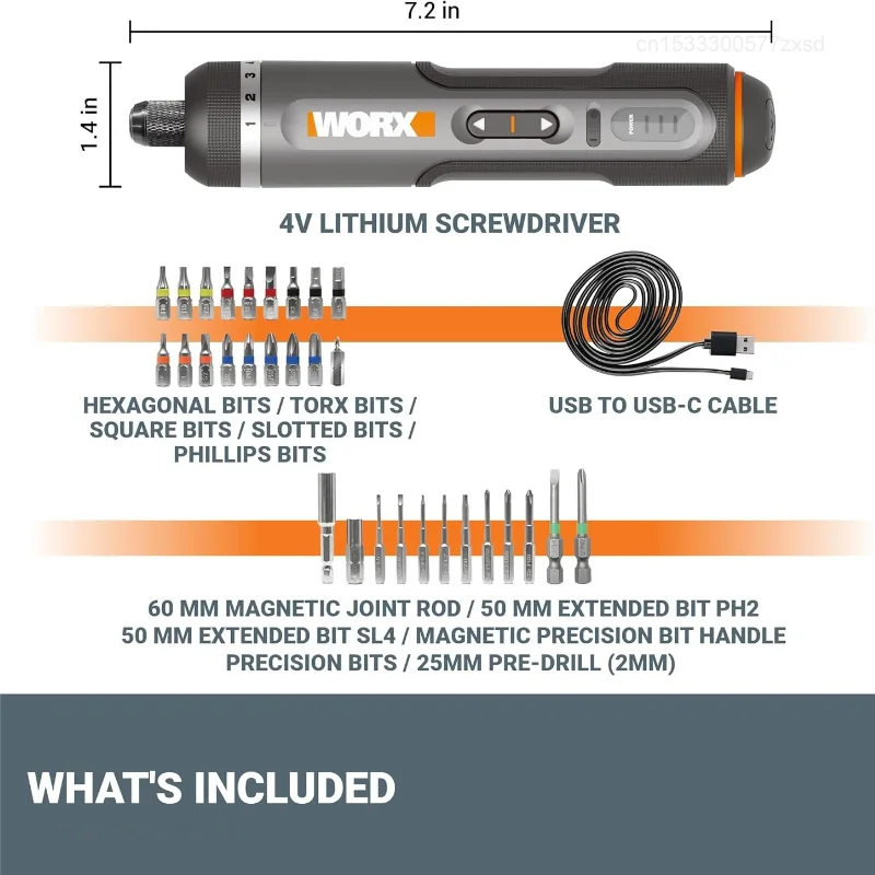 Worx 4V Electrical Screwdrivers Set WX242 Portable Smart Cordless Power Screw Driver Mini Electric Drill Home Repair Power Tools gallery 5