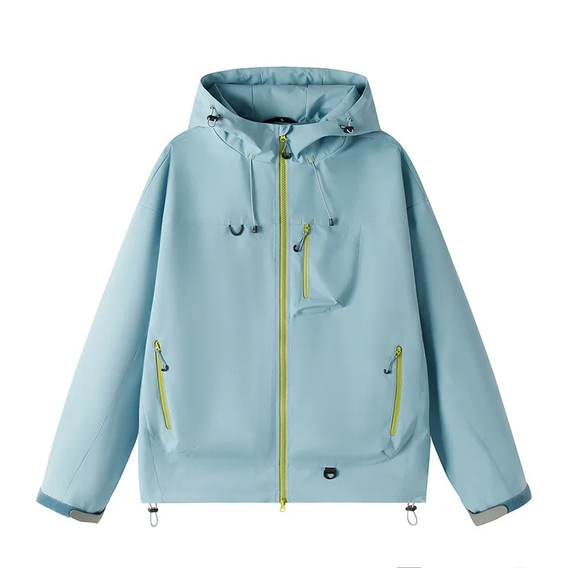 

New Spring Men Outdoor Hooded Jackets Male Windproof and Rainproof Travel Jackets Sport Coats Couple Mountaineering Suit Size3XL
