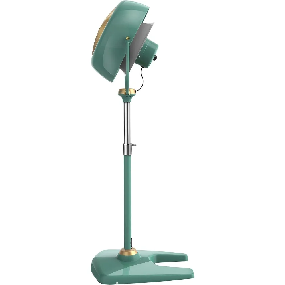 Pedestal Vintage Fan Retro Metal Standing Air Circulator for Cooling & Decor 3 Speeds, Adjustable Tilt Green