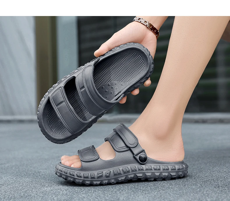 Sommerliche Übergrößen-Herrensandalen: Outdoor-Freizeitschuhe, Leder-Gartenschuhe, Rutschfeste Römerschuhe, Strand-Flip-Flops – Detail 14