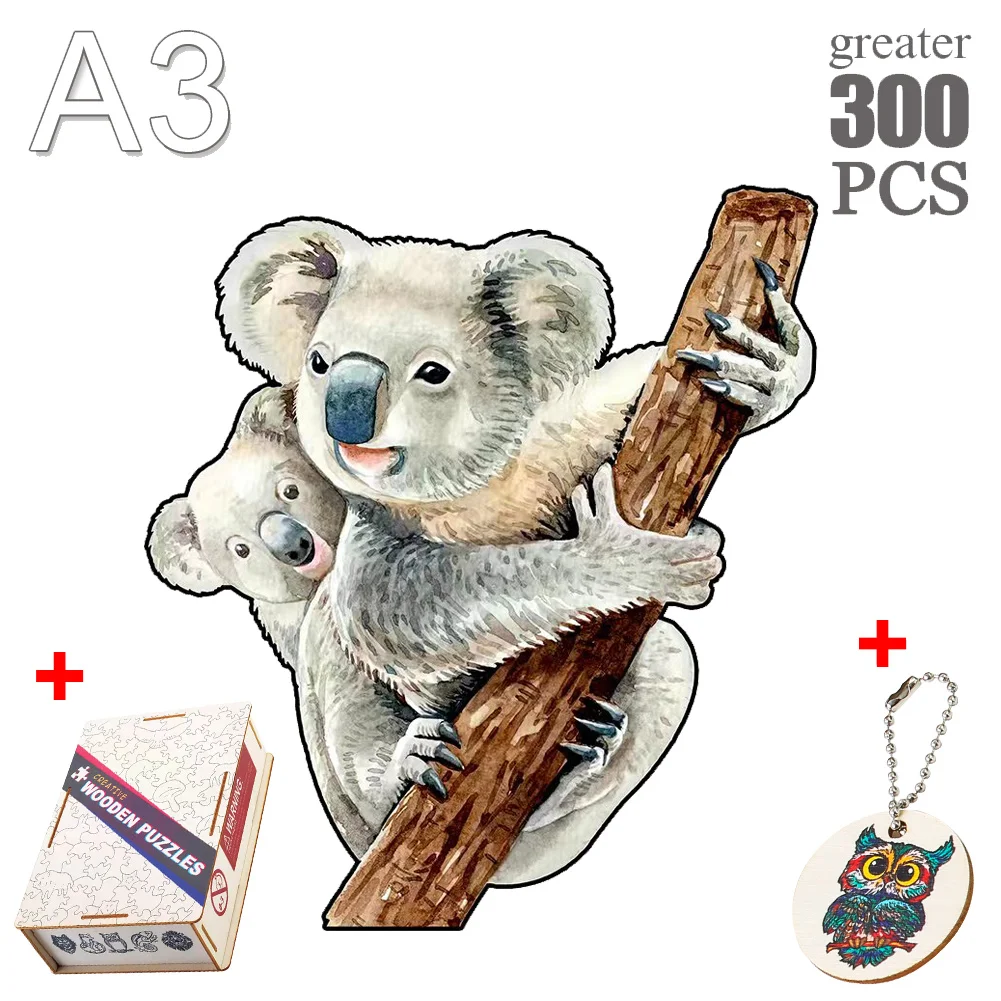 Advanced Irregular Wooden Animal Koala Jigsaw Puzzles Fabulous DIY Wood Crafts Family Interactive Game Gifts For Adults Kids