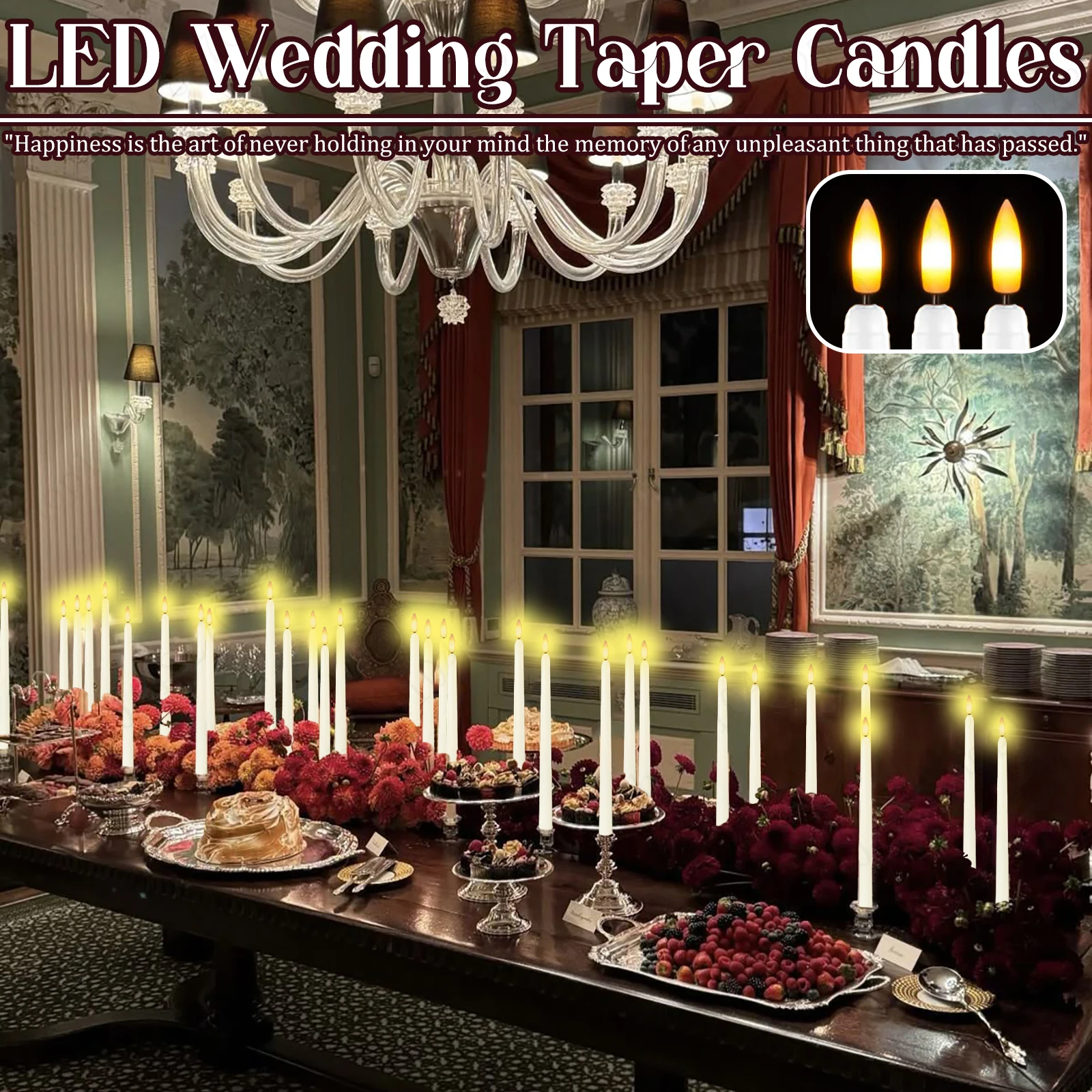 12-300 قطعة شموع مستدقة للزفاف شموع LED شموع مستدقة عديمة اللهب مع جهاز تحكم عن بعد لوازم حفلات الزفاف