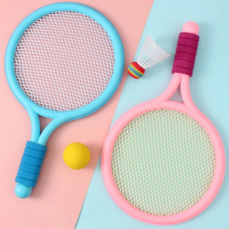 Kids Tennis Rackets, Soft Training Balls Badminton Shuttlecocks Racquets Family Interactive Sport Toy Colorful Game Supplies