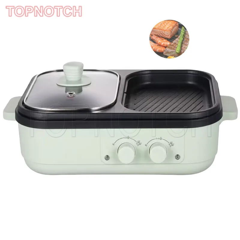 

2 In 1 Electric Hot Pot Stew Cooker BBQ Grill Multifunctional Non Stick Frying Pan Barbecue Plate Smokeless Roaster 110v 220v