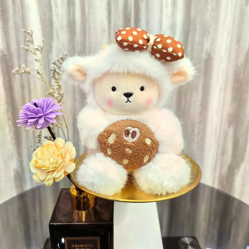 Juguetes de peluche suaves de oveja de cordero, bonito accesorio con lazo, patatas fritas, pan, huevo, Animal, muñeco de peluche, regalos para niñas, decoración Eid al Fitr
