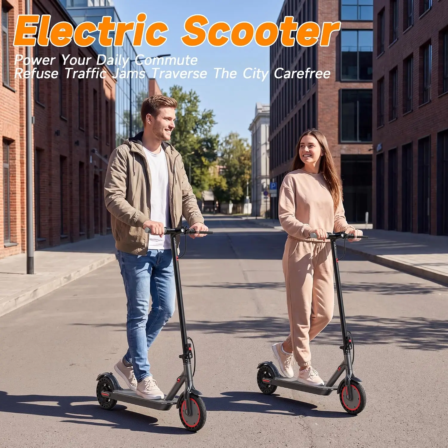 8.5'' Electric Scooter for Adults, Folding E Scooter with 350W Motor 19Mph Top Speed, Max 19-23 Miles Long Range Commuting Scooters with Dual Brakes System, APP Control 8