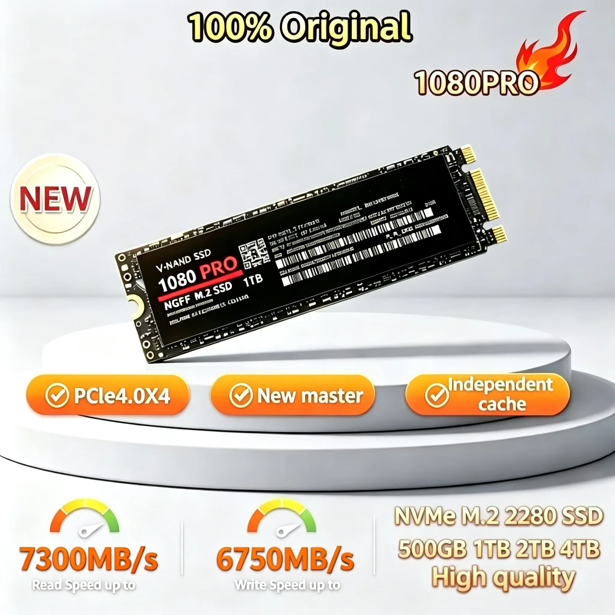 1080PRO PCIe 4.0 NVMe M.2 2280 SSD 500GB/1TB/2TB/4TB, Offers Rapid superior Speed for Smooth PC& Professional Workloads.
