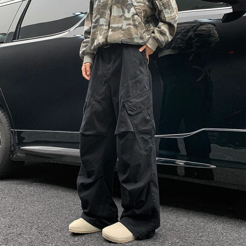 

Y2K Big Pocket Men's Cargo Pants Japanese 2025 New Harajuku Loose Straight Wide Leg Trousers Baggy Pants Man Hip Hop Sweatpants