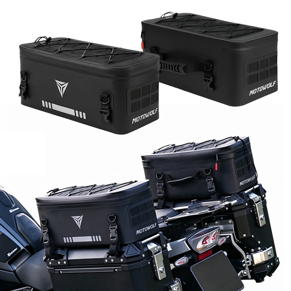 Motorcycle Side Bag 16L Waterproof Motor Collision Resistant Side Box Top Pannier Case For BMW Adventure Rear Seat Luggage