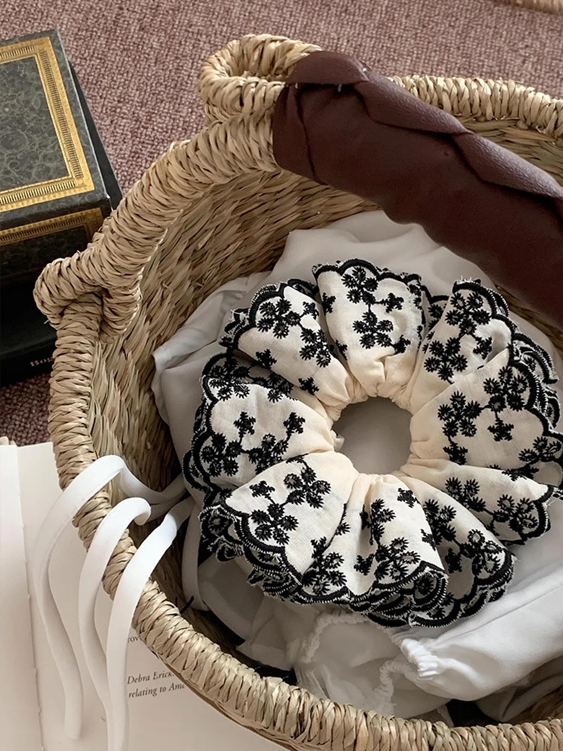 1pc Elegant Lace Four-Layer Embroidered Hair Bun High-End Floral Ultra-Gorgeous Young Girl High-End Bun Hair Ribbon Accessory