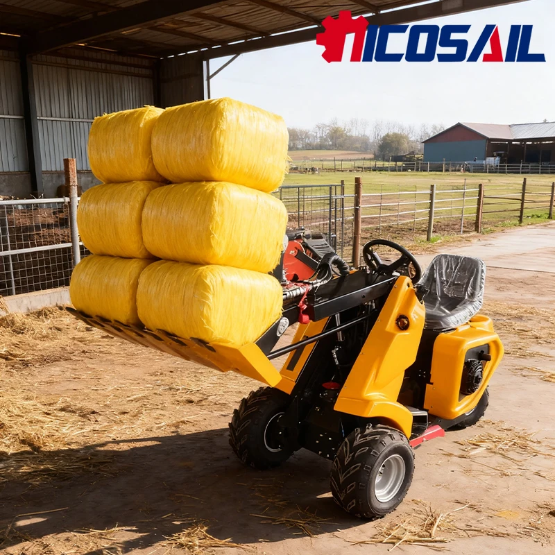 لودر منزلق صغير الحجم بثلاث عجلات من هوم جاردن، جرافة توجيه منزلقة صغيرة مع شوكة #1