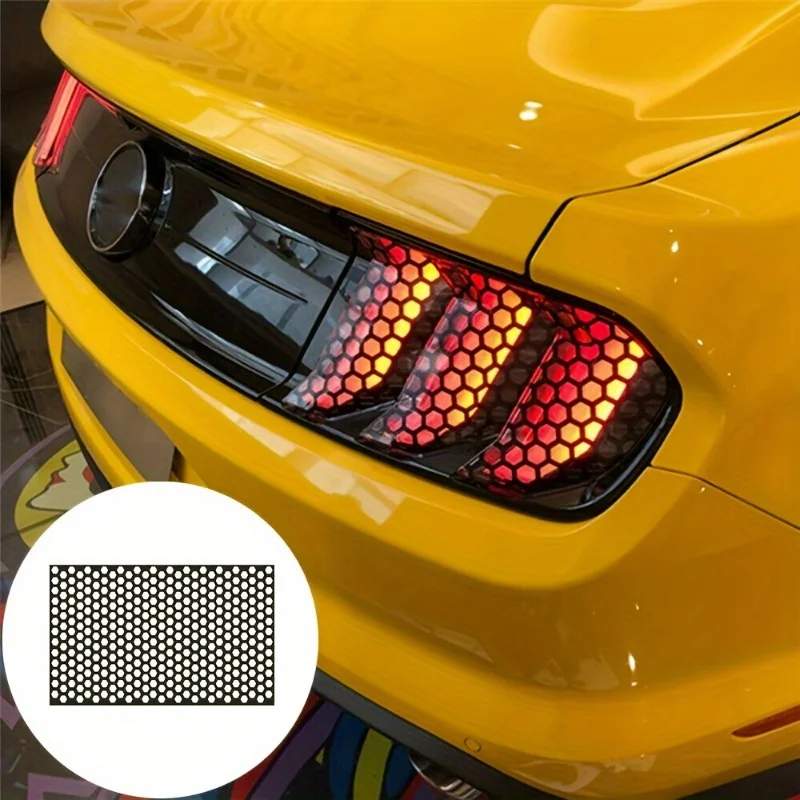 Car rear taillight sticker honeycomb type sticker carbon fiber style black