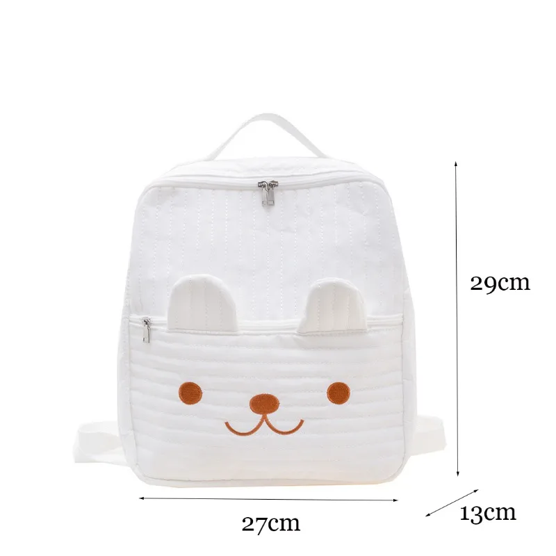 Personalized Embroidery Cute Bear Pattern Children\'s Backpack Custom Name Solid Color Casual Daily Kids Backpack Cartoon Bag