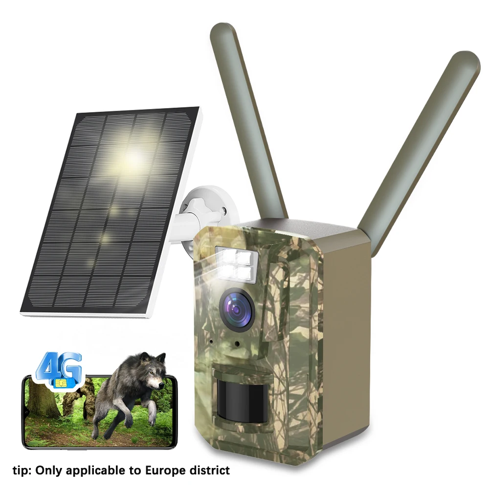 

US 4G Cellular 3MP 2K Battery Solar PIR Motion Activated Wildlife Hunting Trail Camera IP66 Outdoor Night Vision