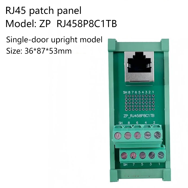 RJ45 adapter, terminal block, network port to terminal conversion, single and double port vertical type