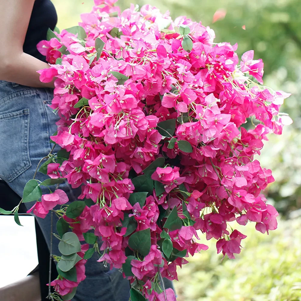 100Pcs Silk Bougainvillea Glabra Artificial Flowers Fake Cherry Blossoms Flower Arranging Home Decor Christmas Wedding Decorati