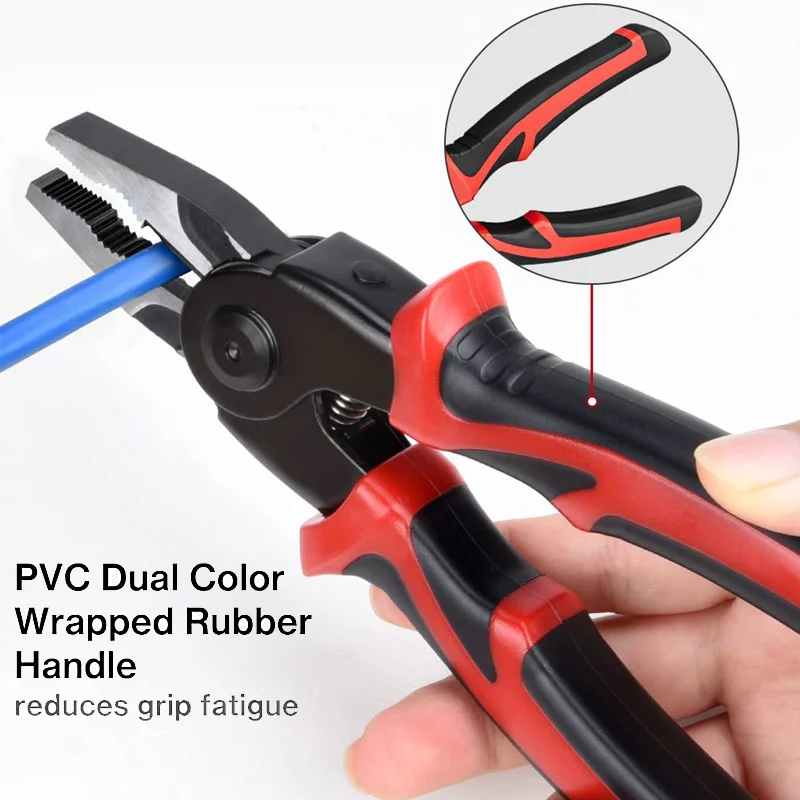 JUNEFOR Multifunctional 5 in 1 Plier Wire Cutters Stripping Wire Stripper Crimping Pliers Interchangeable Head For Electricians