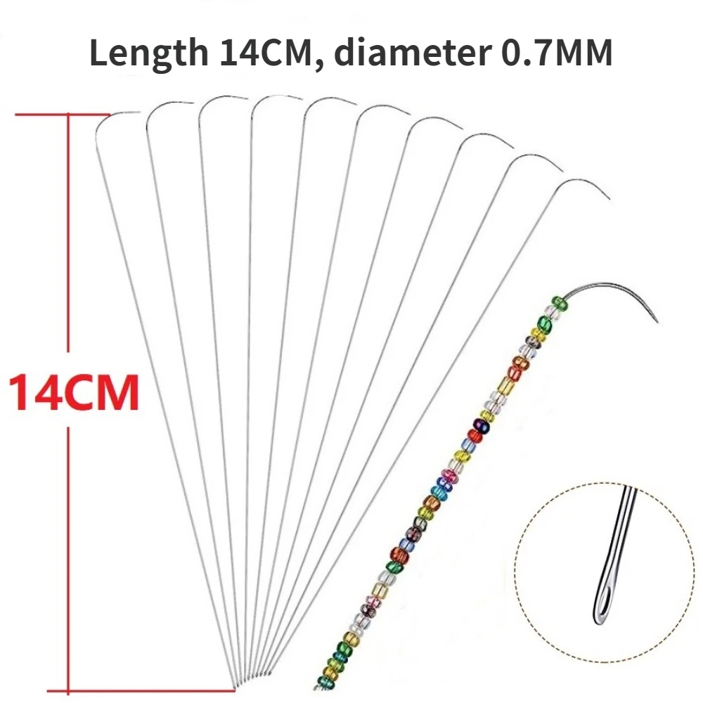 

10Pcs Large Eye Curved Beading Needles 14/19cmStainless Steel Beading Needles Bead Spinner Needle for Jewelry Bracelet Making