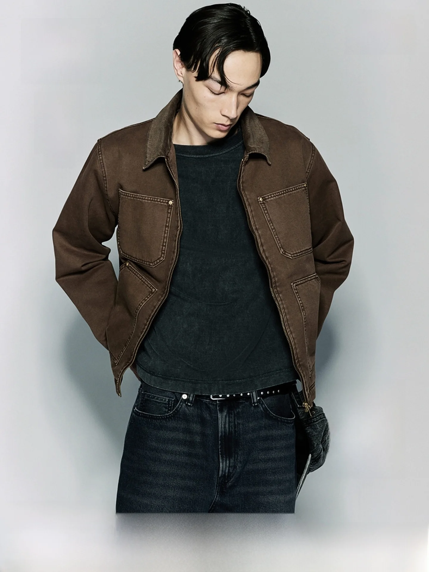 

H&M Men's Jaet Winter Loose Warm Cotton Workwear Collared Coat Regular Length Everyday Use 00% Cotton Casual Outerwear