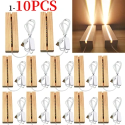 1-10 stücke LED Holz Licht Display Kristall Holz Beleuchtete Basis Stehen Acryl Licht Platte Basis USB Holz Basis für Harz Kunst Lichter