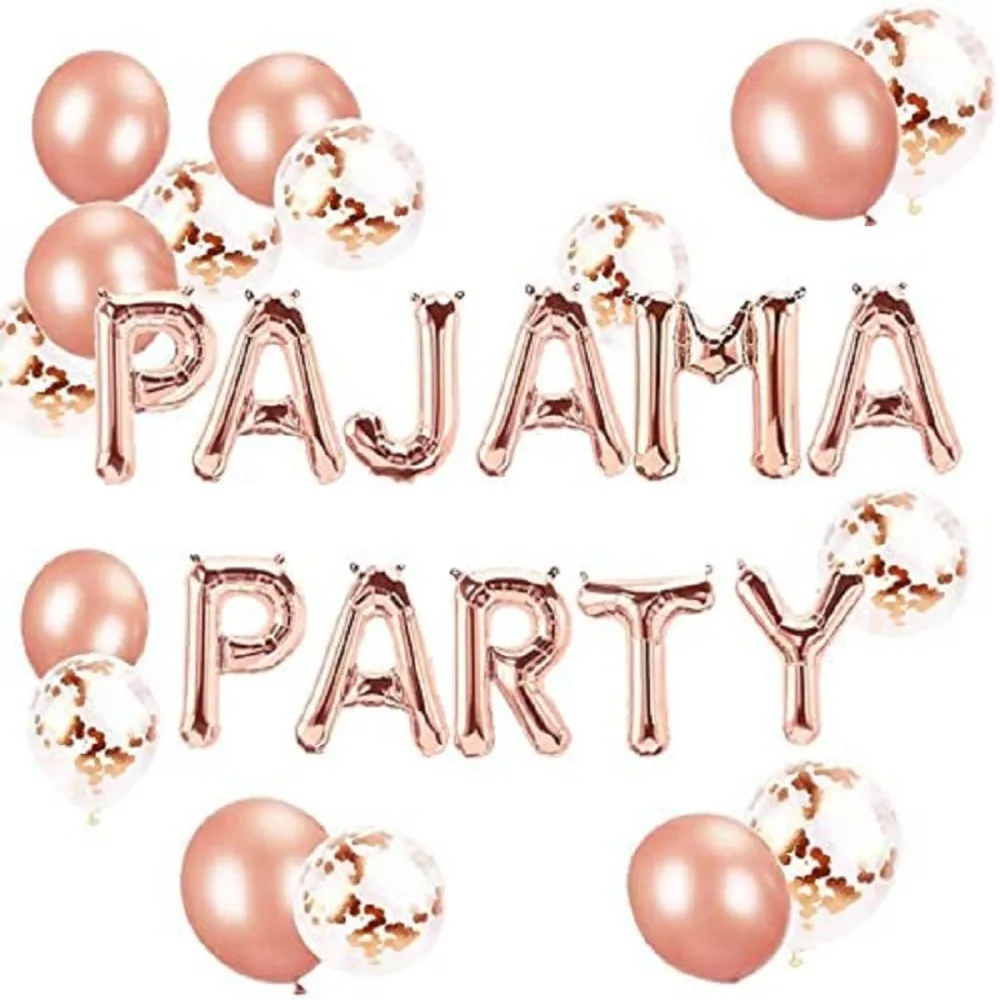 11pcs Latex PAJAMA PARTY Birthday Party Decor Rose Gold Pajama Party Decorations Spa Pajama theme Girls