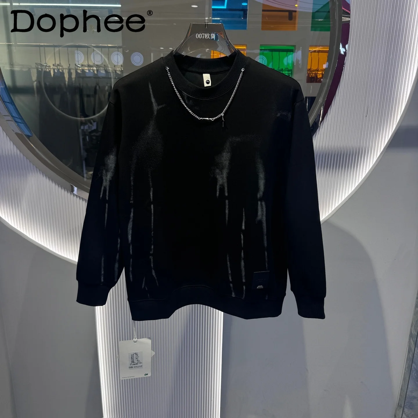 

2025 Autumn New American Style Trendy Personality High Street Fashion Casual Tie-Dye Round Neck Long Sleeve Sweatshirt for Men