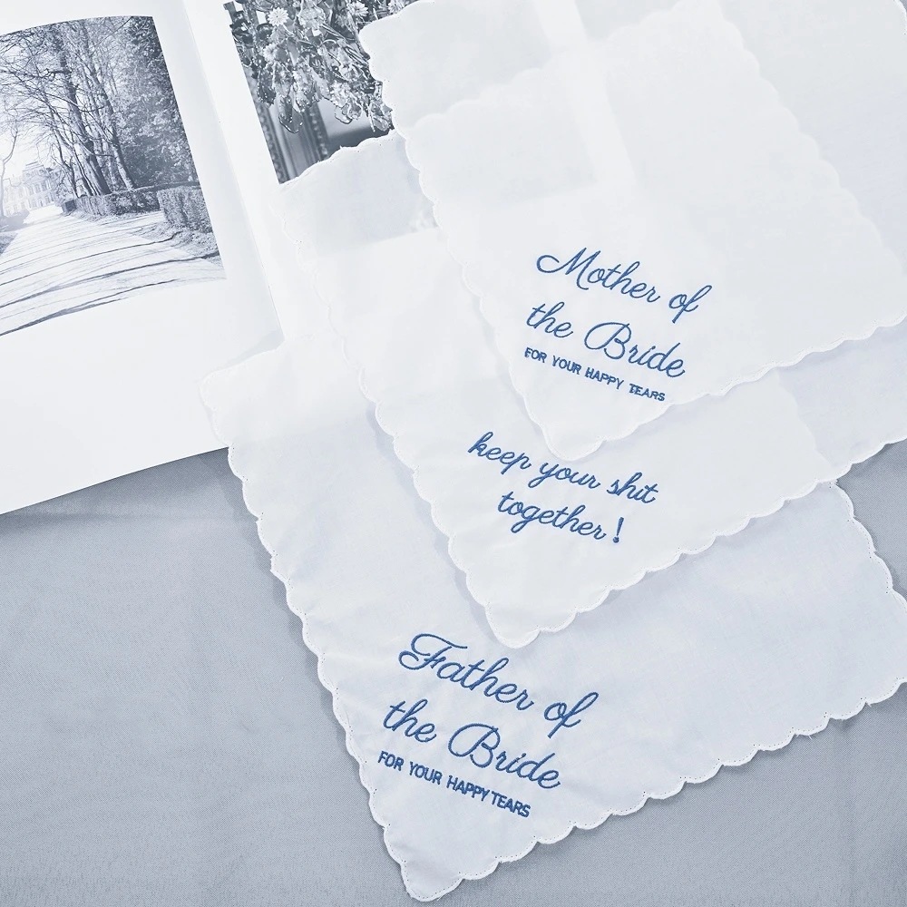 Wedding season 2PCs pure white cotton happy handkerchief to send friends to send mother 29cm/11.4in thin.