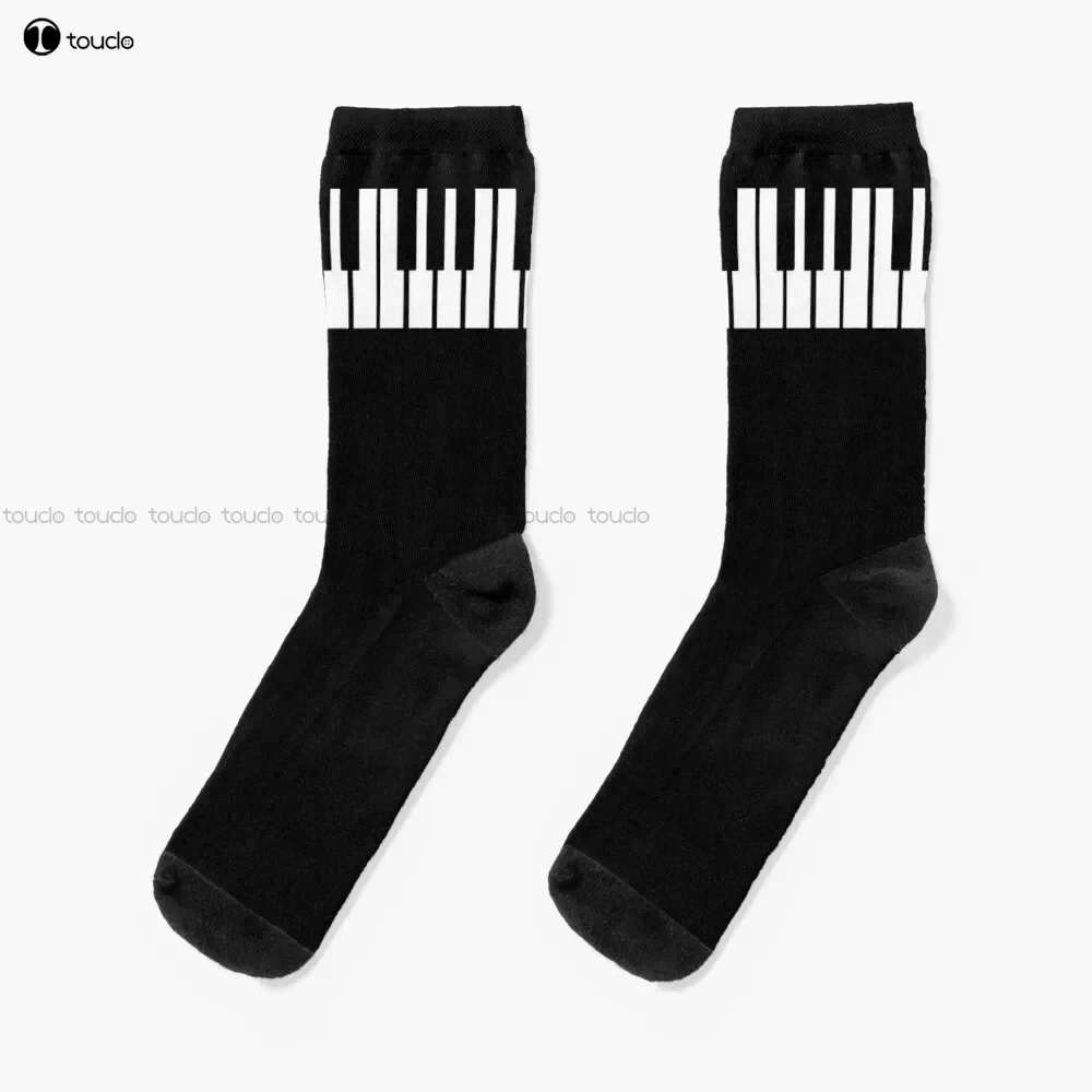 Piano Keyboard On Black Socks Personalized Custom Unisex Adult Teen Youth Socks 360° Digital Print Custom Gift Streetwear