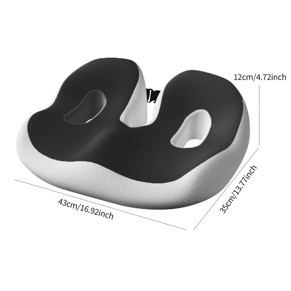 Druckbeständiges und atmungsaktives ergonomisches Sitzkissen mit langsam zurückfedernder Füllung und gekrümmter Oberfläche, die sich den Hüften anpasst. – Detail 7