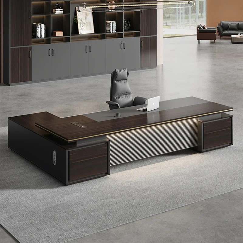 Industrial Corner Desk with Rotating Bookcase Luxury Office Gaming Desk Storage Organizer for Youth Manager Room