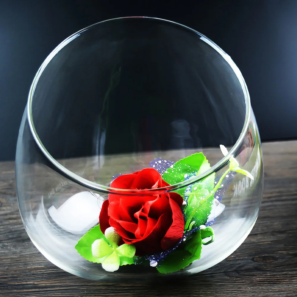 

2Pcs Clear Terrarium Glass Flower Planter Slant Vase for Small Plants Fruits Decor Slant Cut Vase Glass Flower Planter