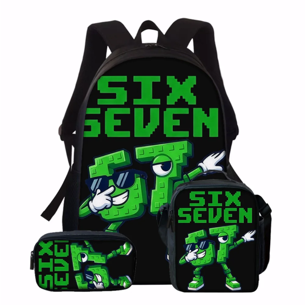 3PCS Numbered 6&7 Pattern Backpack Set | The Perfect Choice for School & Travel