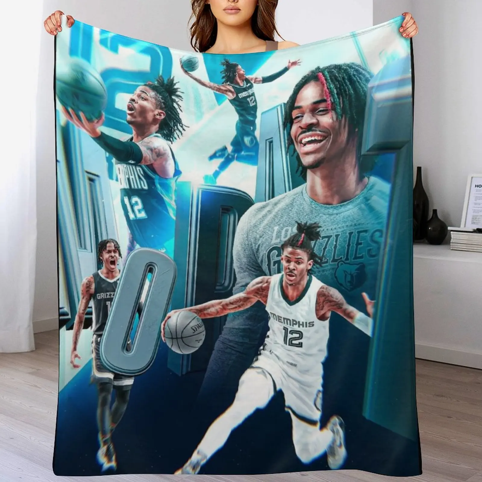 

Ja Morant 12 Young Star Throw Blanket Foldable Soft Warm Blanket for Outdoor Use