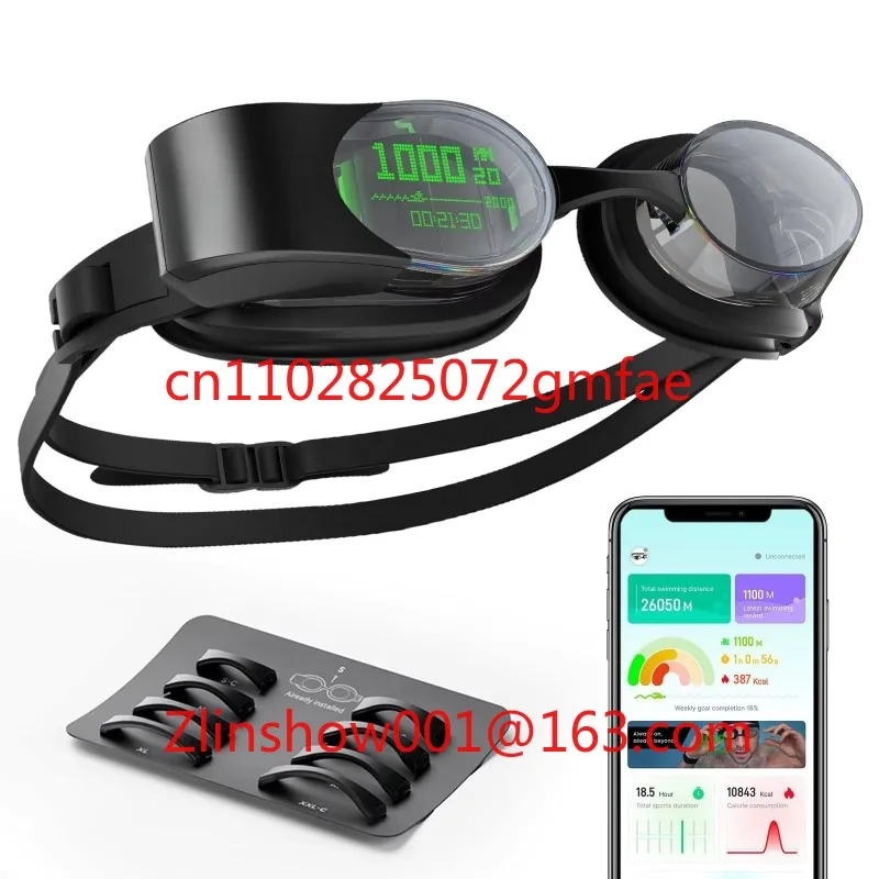 Smart Swimming Glasses With Algorithm Analysis & Phone Alerts Premium AR Swim Goggles With 9 Nose Pads