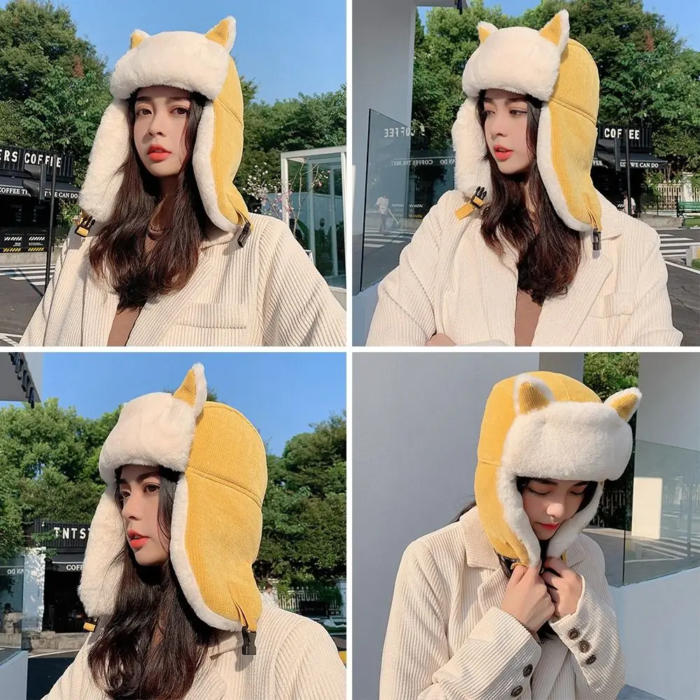 Outdoors Plush Bomber Hat Thick Warm Ushanka Fur Hat Windproof Winter Cap for Men Women