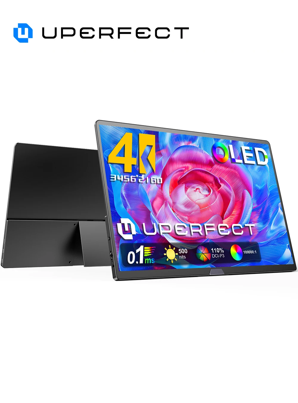 UPERFECT UColor O Pure 15.6" OLED Portable Monitor 4K USB C Laptop Monitor with 110% DCI-P3 HDMI Computer Gaming Display for PC