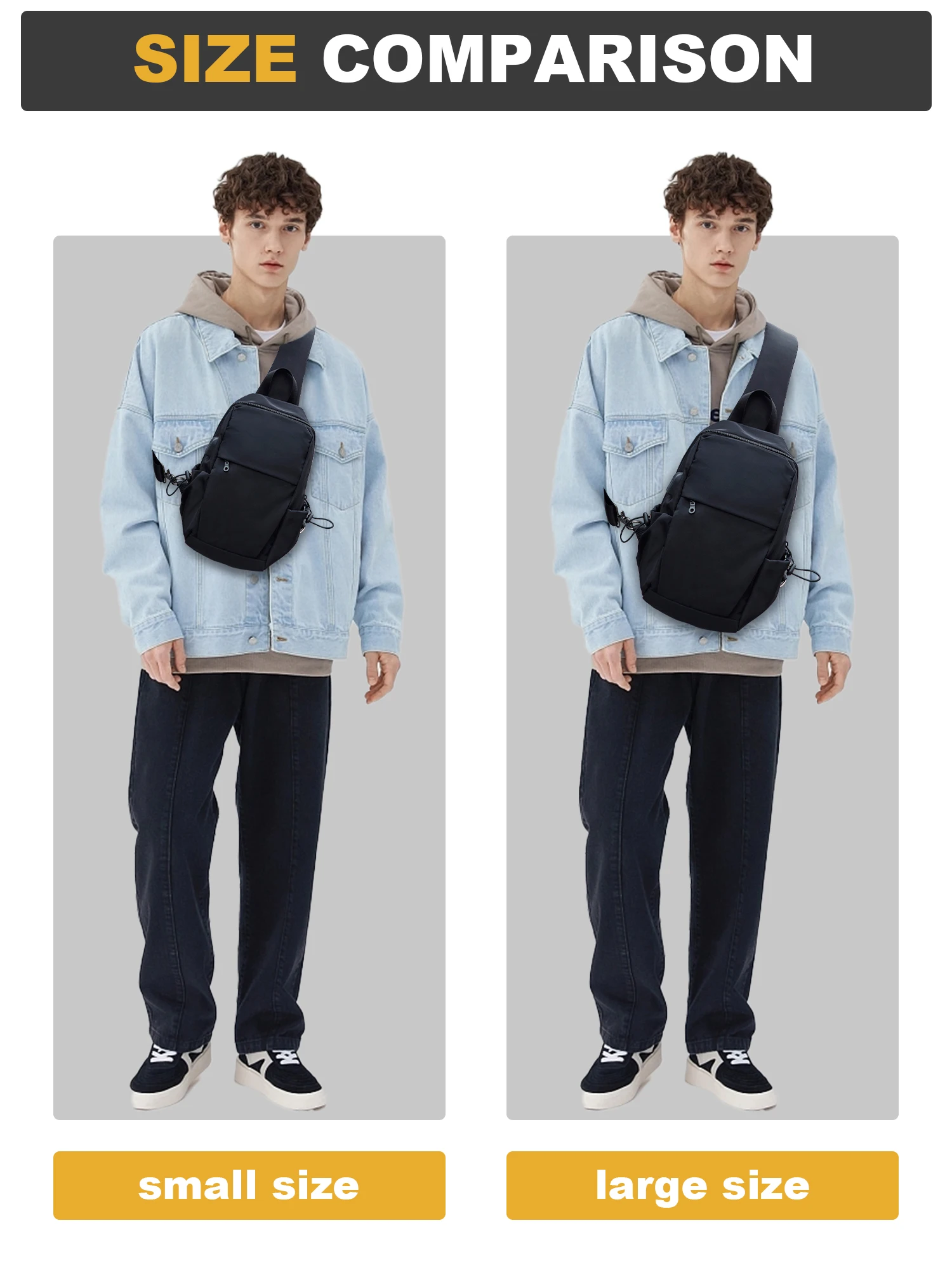 حقيبة ظهر رجالية متعددة الوظائف ، حقيبة كروس بودي ، حقيبة صدر ، حقيبة شارع ، حقيبة كتف متقاطعة كاجوال ، أسود ، علامة تجارية عصرية #5