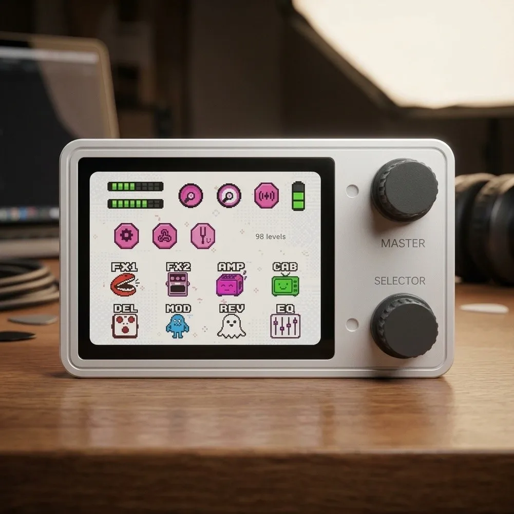Mini Effects Processor for Guitar For Pedal with 64 Presets 30 Replaceable Amp Models 2.4 inch for color Screen 1300mAh Battery