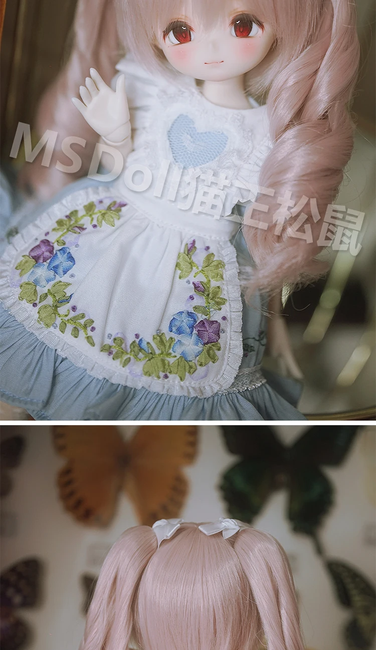 BJD Doll Wig 1/3 1/4 1/6 Handmade Bjd Doll Wig Curly Hair DIY Joints Doll Toy Fashion Fiber Double Tail Wig Dolls Accessories