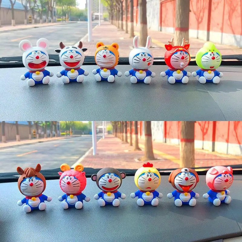 Doraemon Twelve Zodiac Ding Dong Cat Hand-Made Blue Fat Man Cartoon Cute Doll Hand-Made Model Toys Ornament