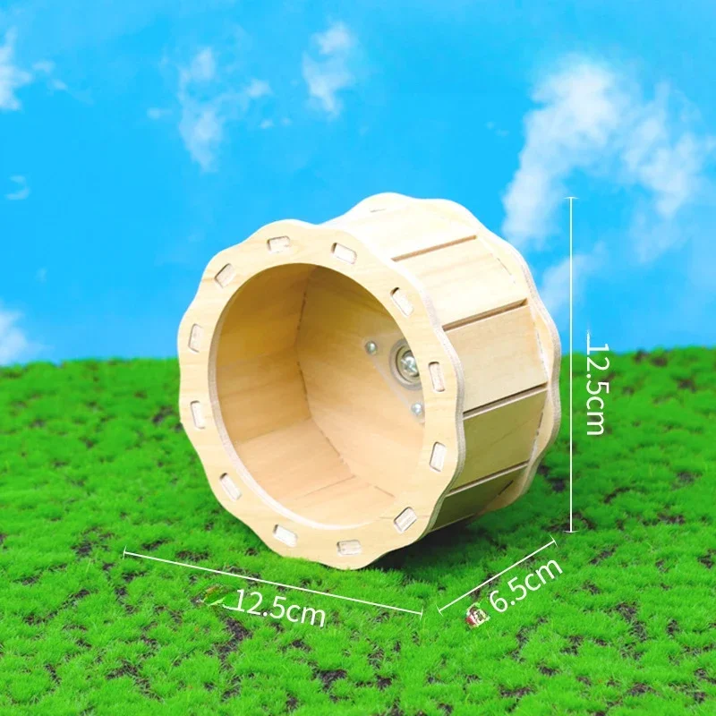 Wooden Hamster Nest Toys Hamster Squirrel Solid Wood Hamster Cage Supplies Wooden Running Wheel Villa Ornament Landscape Toys