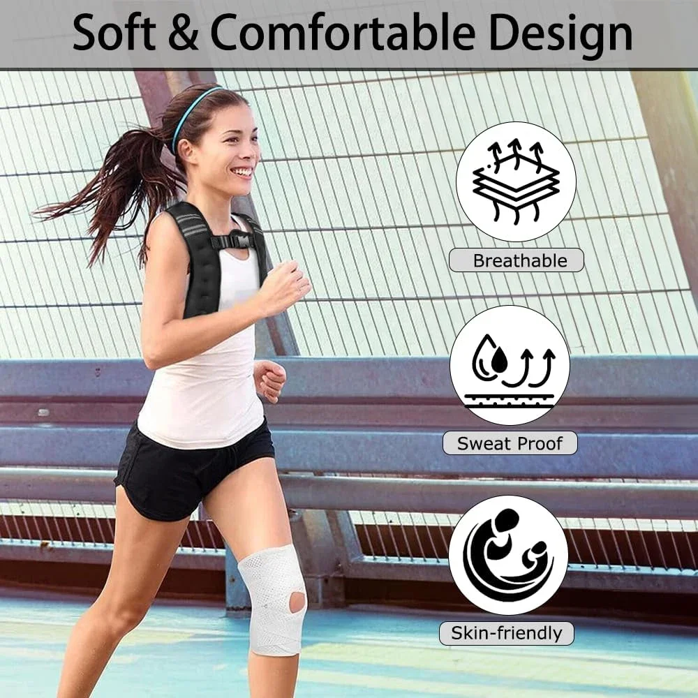 Weighted Vest with 3kg/6.6lbs, 5kg/11lbs Weight  Reflective Stripe,Weight Vest Men Women for Workout, Strength Training, Running