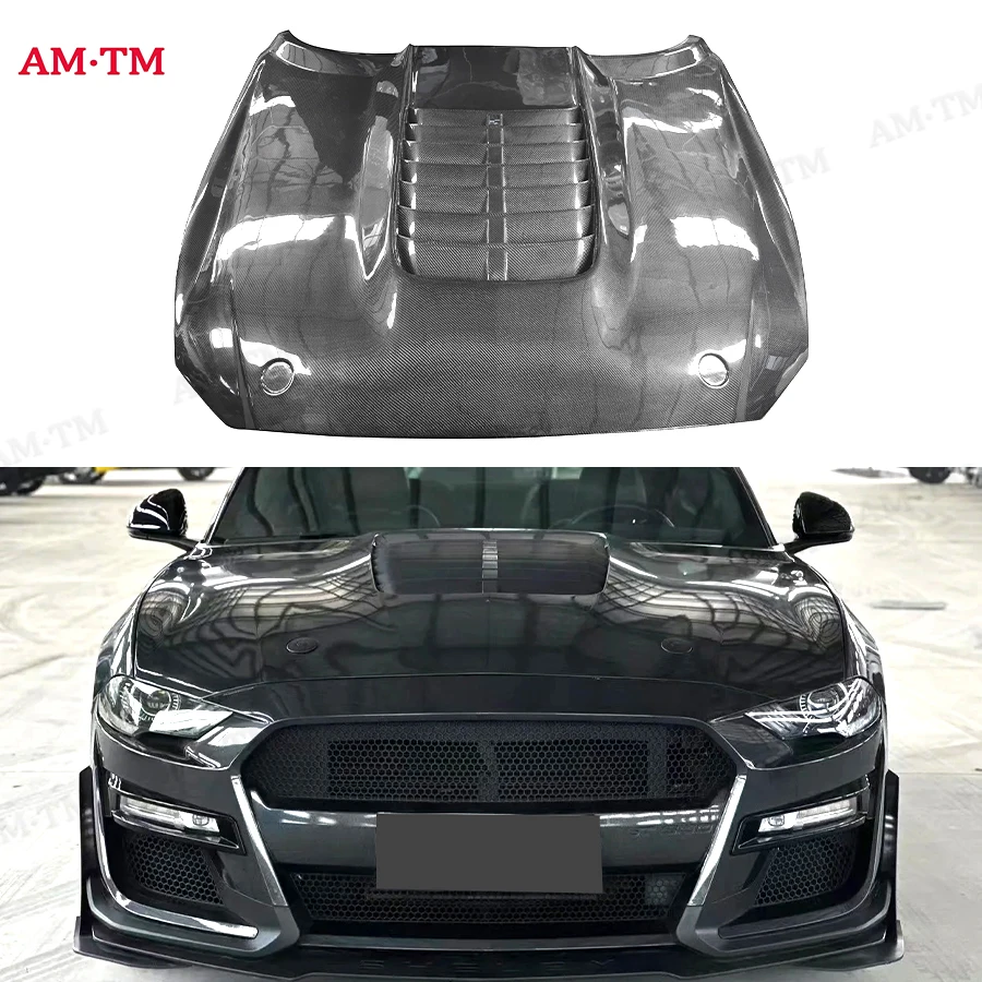 

Carbon fiber Forged carbon Hood engine cover For Ford Mustang GT500 carbon fiber cover engine cover Replace the installation