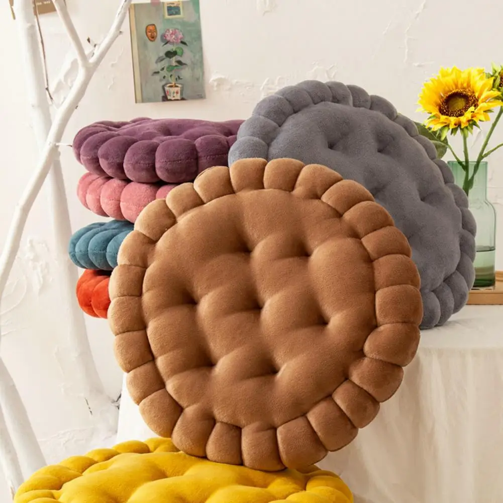 42cm Cookies Shape Chair Mat Sofa Cushions Flower Throw Pillow Cute Biscuits Shape Chair Pad Thickened Yoga Seat Cushion