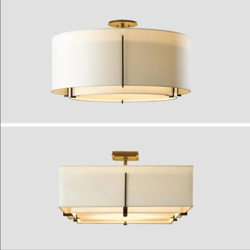 New minimalist retro circular fabric lighting fixtures for bedrooms, living rooms, dining rooms, ceiling lights YX130TB