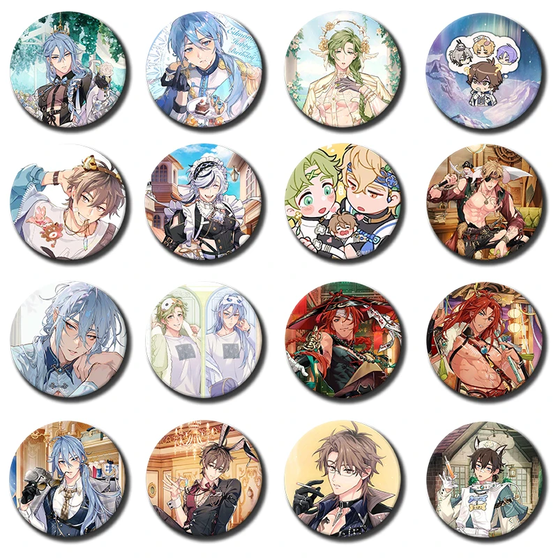 Anime Game Nu Carnival Button Pins Cartoon Character Eiden Yakumo Olivine Kuya Creative Brooch Round Badge for Bag Clothes Decor